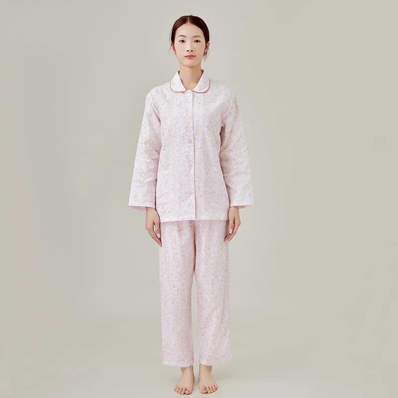 Женская пижама, 100% хлопок, двухслойная ткань с принтом.63