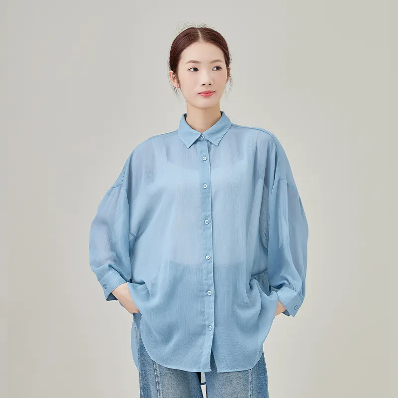 Женская блузка с длинным рукавом, ткань креп, окрашенная.2