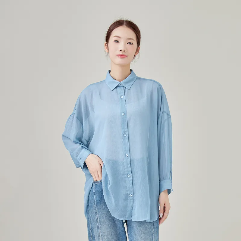 Женская блузка с длинным рукавом, ткань креп, окрашенная.3