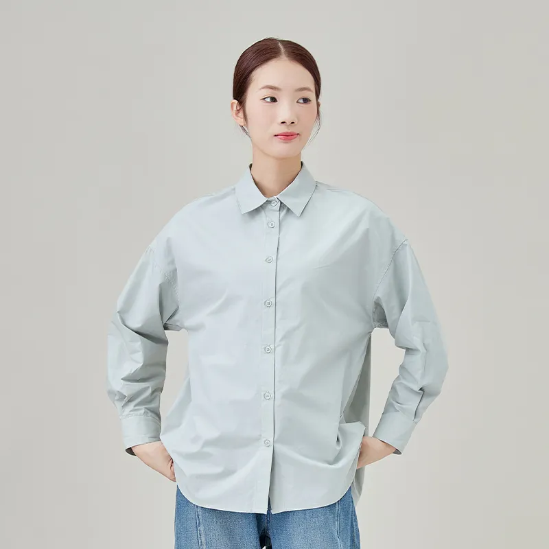 Женская рубашка из 100% хлопка, окрашенная ткань поплин высокой плотности.m2