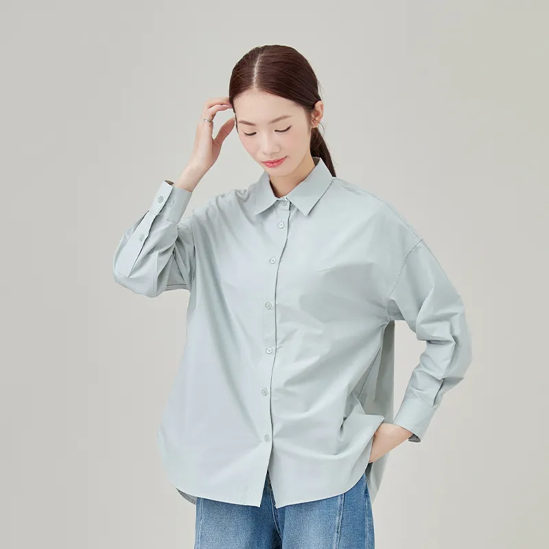 Женская рубашка из 100% хлопка, окрашенная ткань поплин высокой плотности.m3