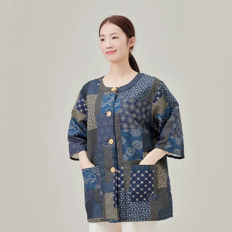 Женское утепленное пальто из хлопчатобумажной ткани, жаккард с принтом.06-4