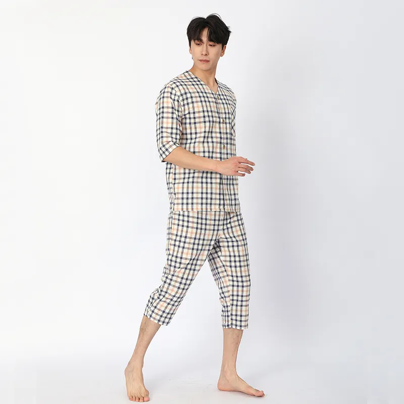 Пижама из 100% хлопка, с пятью рукавами и длиной семь четвертей.3