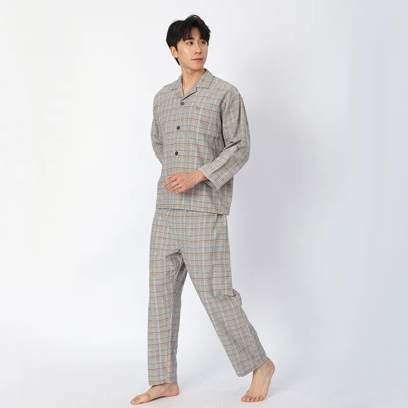 Пижама с длинными рукавами из 100% хлопка, изготовлена ​​из фланелевой ткани, окрашенной в пряже.g-3