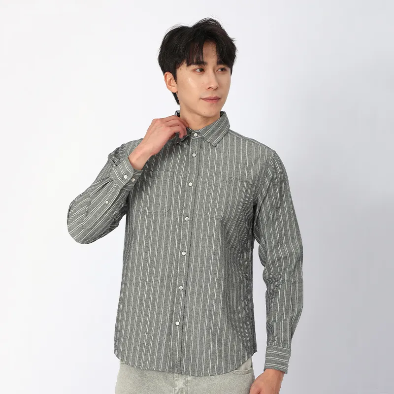 Рубашка с длинным рукавом, 100% хлопок, окрашенная в пряже + набивной рисунок.1