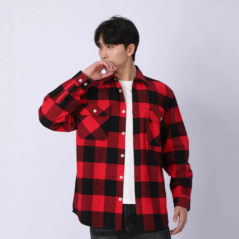 Рубашка с длинным рукавом, 100% хлопок, флис, окрашенный в пряже.2