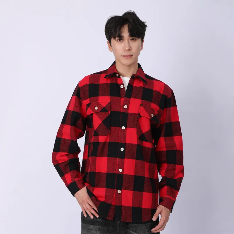 Рубашка с длинным рукавом, 100% хлопок, флис, окрашенный в пряже.3